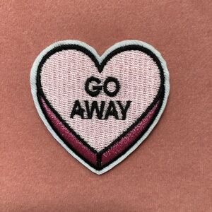 "Go Away" Pink Heart Riot-Grrrl Patch Punk Gothic Hot Topic